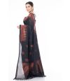 PURE COTTON HANDLOOM SAREE BLACK CONTRAST COPPER ZARI PALLU & BORDER WITH MATCHING BLOUSE PIECE
