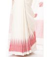 PURE COTTON HANDLOOM SAREE, OFF WHITE BODY WITH RED THREAD WORK ON PALLU & BORDER WITH MATCHING BLOUSE PIECE