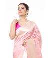 PASTEL PINK SILK SAREE WITH ALL OVER ZARI WORK ON BODY, ZARI BORDER & ZARI PALLU, MATCHING BLOUSE PIECE