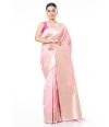 PASTEL PINK SILK SAREE WITH ALL OVER ZARI WORK ON BODY, ZARI BORDER & ZARI PALLU, MATCHING BLOUSE PIECE