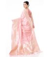 PASTEL PINK SILK SAREE WITH ALL OVER ZARI WORK ON BODY, ZARI BORDER & ZARI PALLU, MATCHING BLOUSE PIECE