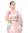 LIGHT PINK PAITHANI SAREE WITH ALL OVER FLORAL THREADWORK