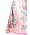 LIGHT PINK PAITHANI SAREE WITH ALL OVER FLORAL THREADWORK