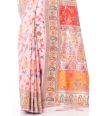 PINK PATOLA SAREE WITH FLORAL THREADWORK AND INTERWOVEN ZARI WORK & MATCHING BLOUSE PIECE