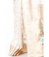 WHITE PAITHANI SILK WITH ALL OVER ZARI BUTA CONTRAST ZARI PALLU AND BORDER WITH MATCHING BLOUSE PIECE