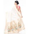 WHITE PAITHANI SILK WITH ALL OVER ZARI BUTA CONTRAST ZARI PALLU AND BORDER WITH MATCHING BLOUSE PIECE