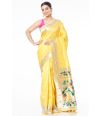 YELLOW PAITHANI SILK WITH ALL OVER ZARI BUTA CONTRAST ZARI PALLU AND BORDER WITH MATCHING BLOUSE PIECE