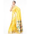 YELLOW PAITHANI SILK WITH ALL OVER ZARI BUTA CONTRAST ZARI PALLU AND BORDER WITH MATCHING BLOUSE PIECE