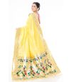 YELLOW PAITHANI SILK WITH ALL OVER ZARI BUTA CONTRAST ZARI PALLU AND BORDER WITH MATCHING BLOUSE PIECE