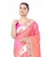 PINK (DUAL TONE) PAITHANI SILK WITH ALL OVER ZARI BUTA CONTRAST ZARI PALLU AND BORDER WITH MATCHING BLOUSE PIECE