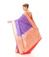 ALL OVER ZARI WORK ON VIOLET KATAN BANARASI WITH CONTRAST BORDER, PALLU & BLOUSE PIECE