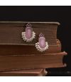 LIGHT PINK STONE & PEARL CLUSTER EARRING 