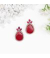 ELEGANT RED AND RUBY STUD EARRING