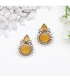 YELLOW STONE EARRING WITH ELEPHANT MOTIF