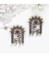 ANTIQUE SILVER EARRINGS WITH DEER & FLORAL MOTIF