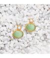 GREEN OVAL STONE EARRINGS WITH PEARL ACCENT