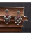 RANI PINK STONE STUDDED ANTIQUE SILVER EARRING