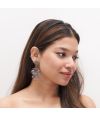 RANI PINK STONE STUDDED ANTIQUE SILVER EARRING