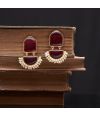 MAROON STONE SETTING CHIC EARRING