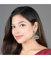 SILVER OXIDISED AQUA JHUMKA