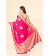 Regal Red Mashroo Silk Saree with Exquisite Peacock Thread work, Subtle Zari Border & MATCHING BLOUSE PIECE