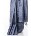 STEEL BODY SELF THREADWORK TUSSAR SILK SAREE, MATCHING BLOUSE PIECE