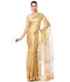 GOLDEN TISSUE SAREE WITH ALL OVER GOLDEN THREADWORK, GOLDEN ZARI BORDER & MATCHING BLOUSE PIECE