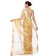 GOLDEN TISSUE SAREE WITH ALL OVER GOLDEN THREADWORK, GOLDEN ZARI BORDER & MATCHING BLOUSE PIECE