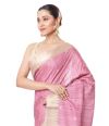 MAUVE BODY GHICHHA TUSSAR WITH THREADWORK ON BODY AND CUTWORK ON PALLU, CONTRAST BLOUSE PIECE