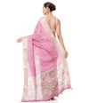 MAUVE BODY GHICHHA TUSSAR WITH THREADWORK ON BODY AND CUTWORK ON PALLU, CONTRAST BLOUSE PIECE