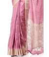 MAUVE BODY GHICHHA TUSSAR WITH THREADWORK ON BODY AND CUTWORK ON PALLU, CONTRAST BLOUSE PIECE