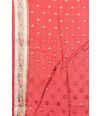 GUJRATI PATOLA SILK SAREE WITH FLORAL THREADWORK ALL OVER BODY AND CONTRAST RED BLOUSE PIECE