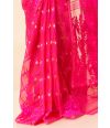 RANI PINK SOFT DHAKAI JAMDANI WITH ALL OVER THREADWORK AND ZARI BUTA