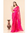 RANI PINK SOFT DHAKAI JAMDANI WITH ALL OVER THREADWORK AND ZARI BUTA