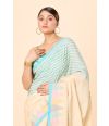 Sea Mist Pastel Temple Cotton Handloom Weave with Matching blouse piece