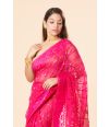 RANI PINK SOFT DHAKAI JAMDANI WITH ALL OVER THREADWORK AND ZARI BUTA