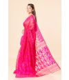 RANI PINK SOFT DHAKAI JAMDANI WITH ALL OVER THREADWORK AND ZARI BUTA