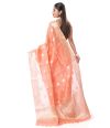 PEACH LINEN BANARASI WITH ALL OVER ZARI BUTA, ZARI BORDER WITH MATCHING ZARI BUTA BLOUSE PIECE