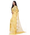 LIGHT GOLD PURE TUSSAR, WITH GOLD BUTA & NARROW GOLD BORDER, WITH MATCHING BLOUSE PIECE