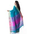 TEAL BLUE DUAL TONE GHICHHA TUSSAR, CONTRAST PALLU & ZARI BORDER WITH CONTRAST BLOUSE PIECE