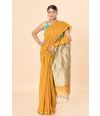 Mustard Yellow Cotton Handloom Saree with Zari Work on Pallu