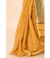 Mustard Yellow Cotton Handloom Saree with Zari Work on Pallu