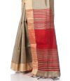 BISCOTTI GHICHHA TUSSAR, CONTRAST PALLU & ZARI BORDER WITH CONTRAST RED BLOUSE PIECE