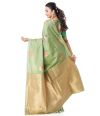 PISTA GREEN KATAN SILK WITH ALL OVER ZARI BUTA, MATCHING ZARI SMALL BUTA BLOUSE PIECE