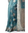 PINE GREEN BISHNUPURI TUSSAR SILK, CONTRAST PALLU & BORDER, MATCHING BROCADE BLOUSE PIECE