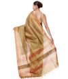 MUGA TUSSAR SILK ALL OVER SELF THREADWORK, CONTRAST PALLU & BORDER, MATCHING BLOUSE PIECE