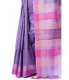 LIGHT PURPLE TUSSAR SILK ALL OVER SELF THREADWORK, CONTRAST PALLU & BORDER, MATCHING BLOUSE PIECE