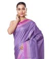 LIGHT PURPLE TUSSAR SILK ALL OVER SELF THREADWORK, CONTRAST PALLU & BORDER, MATCHING BLOUSE PIECE