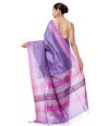 LIGHT PURPLE TUSSAR SILK ALL OVER SELF THREADWORK, CONTRAST PALLU & BORDER, MATCHING BLOUSE PIECE