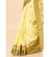 lemon bloom cotton jamdani dhakai with zari thread motifs on border & pallu